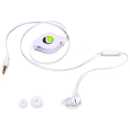 Retractable Mono Earphone, Earbud Handsfree Headset 3.5mm w Mic Headphone - NWS09