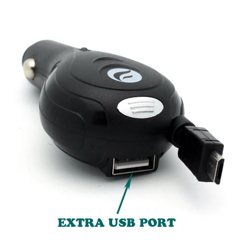 Car Charger, DC Socket Micro-USB USB Port 3.1A Retractable - NWC01