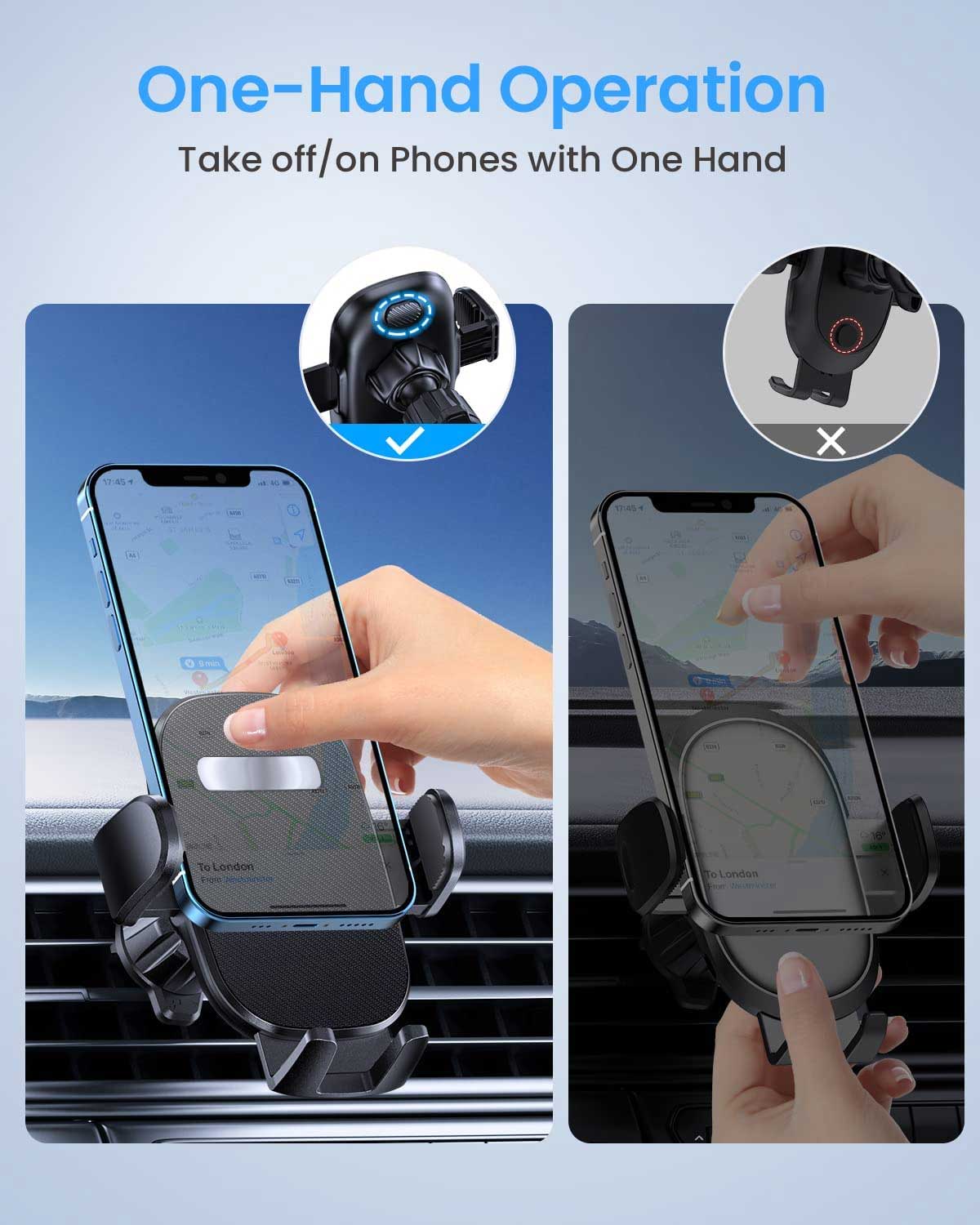Car Mount, Strong Grip Cradle Swivel Phone Holder Air Vent - NWY98