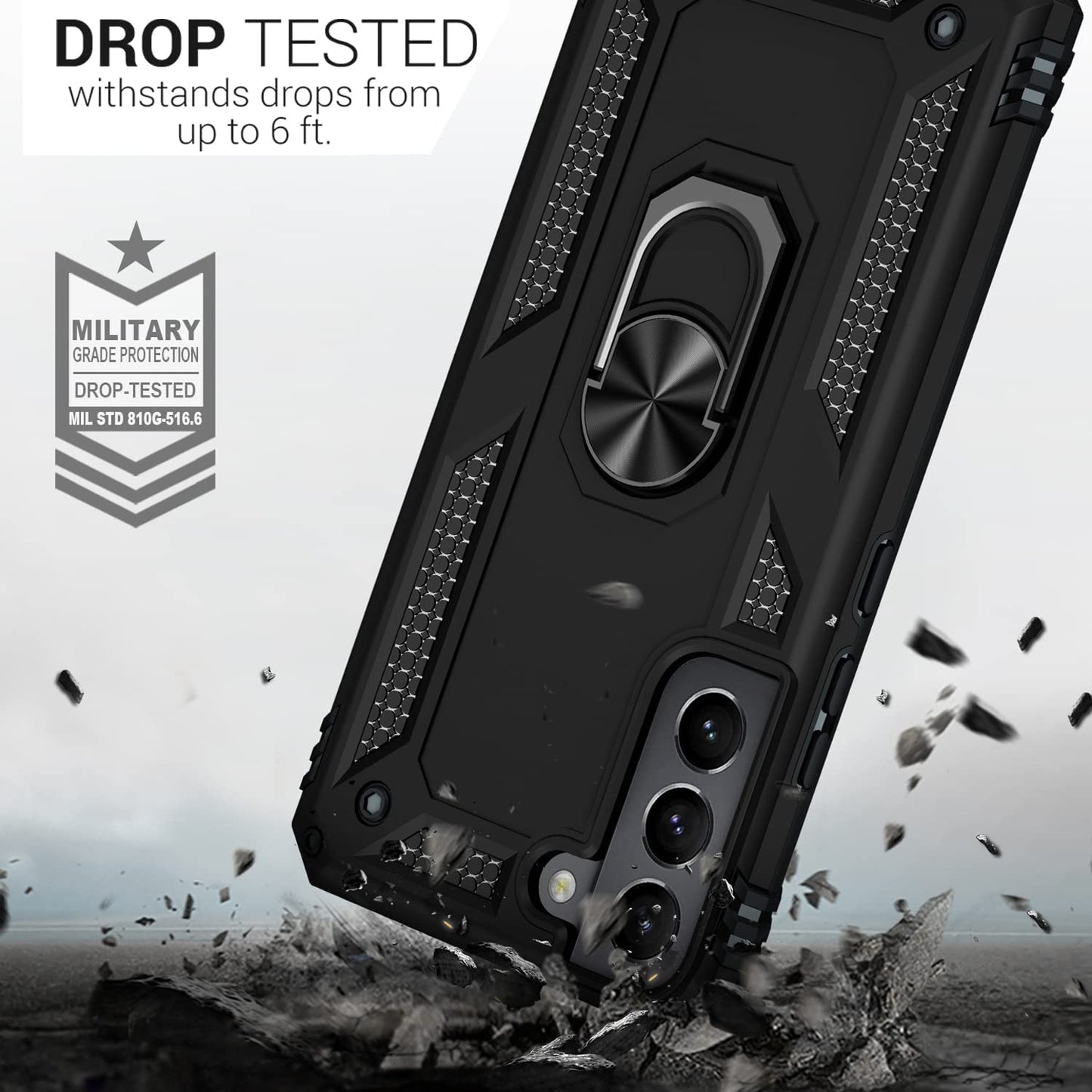 Hybrid Case Cover, Armor Shockproof Kickstand Metal Ring - NWZ03