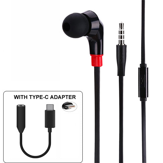 Mono Headset, Earbud Single Handsfree Mic Earphone Type-C Adapter - NWT22