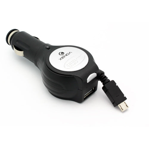 Car Charger, Power DC Socket Micro-USB USB Port Retractable - NWU76