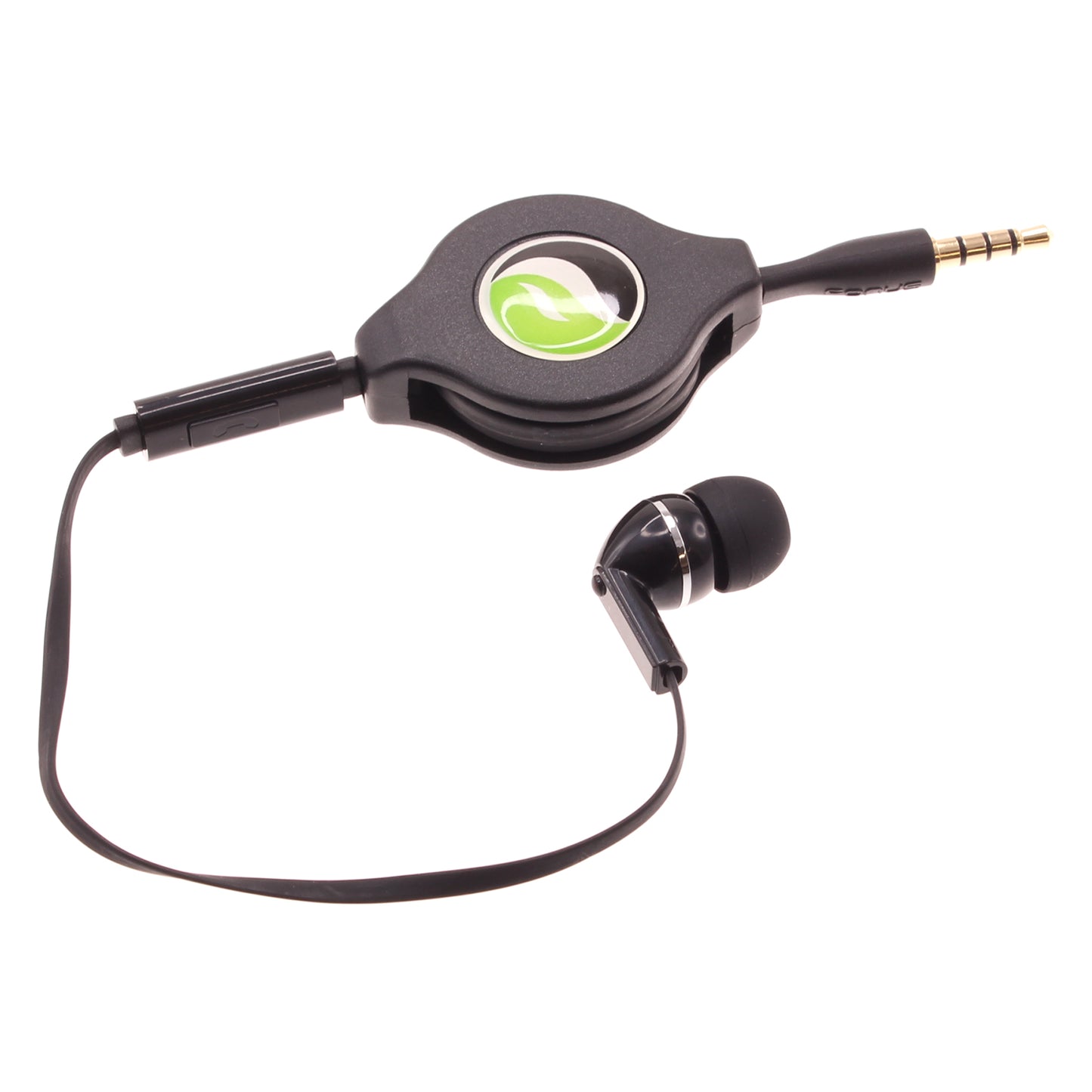 Retractable Mono Earphone, Earbud Handsfree Headset 3.5mm w Mic Headphone - NWF75