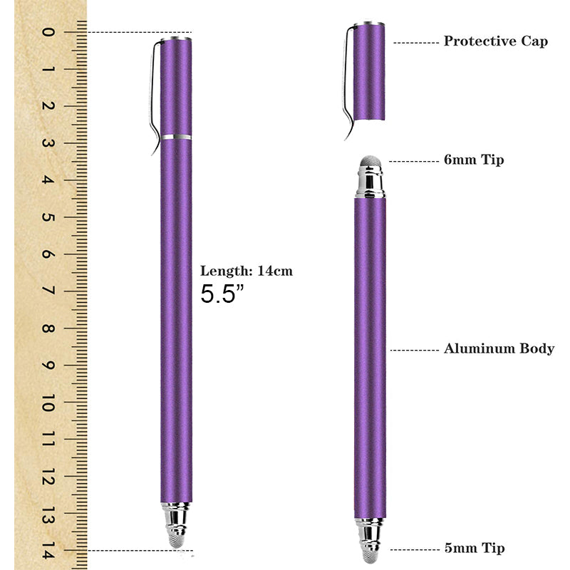 Purple Stylus, Lightweight Aluminum Fiber Tip Touch Screen Pen - NWZ55