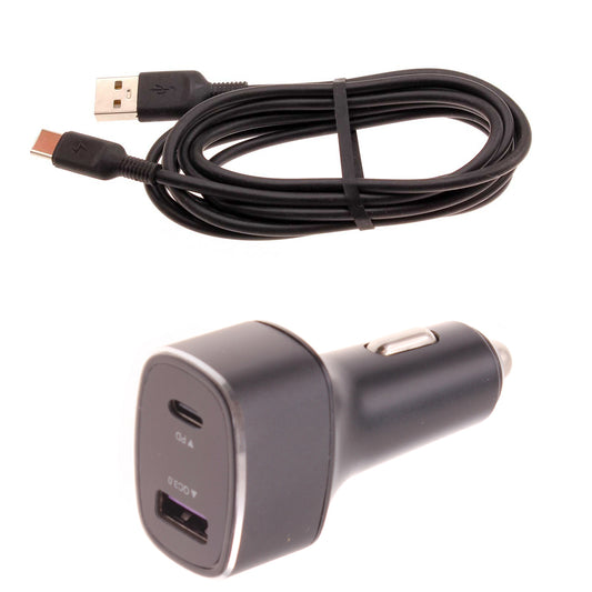 36W PD Fast Car Charger, Type-C Wire Power Adapter Long Cord 2-Port 6ft USB-C Cable - NWY32