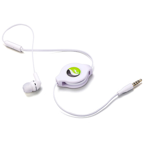 Retractable Mono Earphone, Earbud Handsfree Headset 3.5mm w Mic Headphone - NWS09