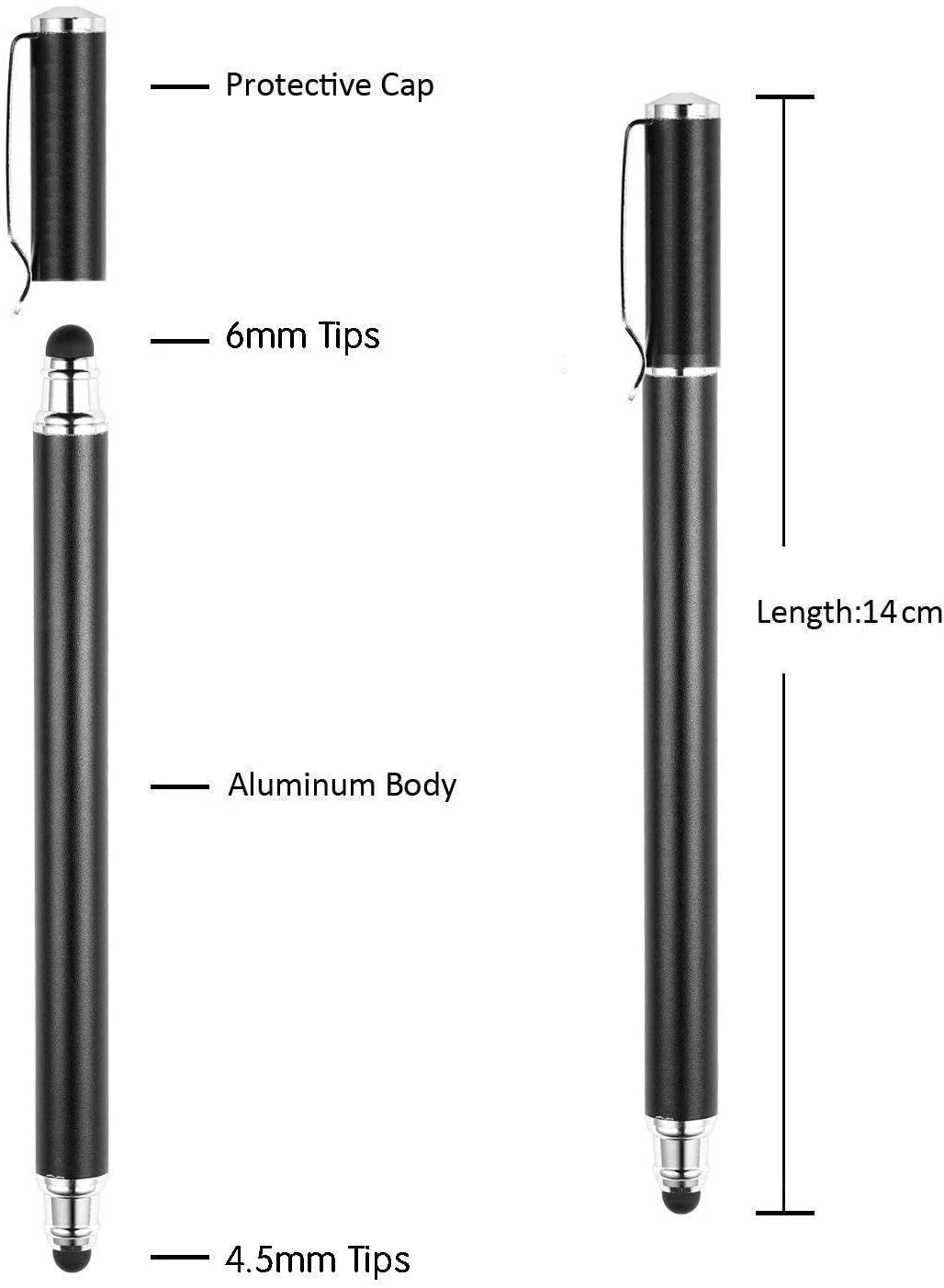 Stylus, Black Lightweight Aluminum Fiber Tip Touch Screen Pen - NWZ49