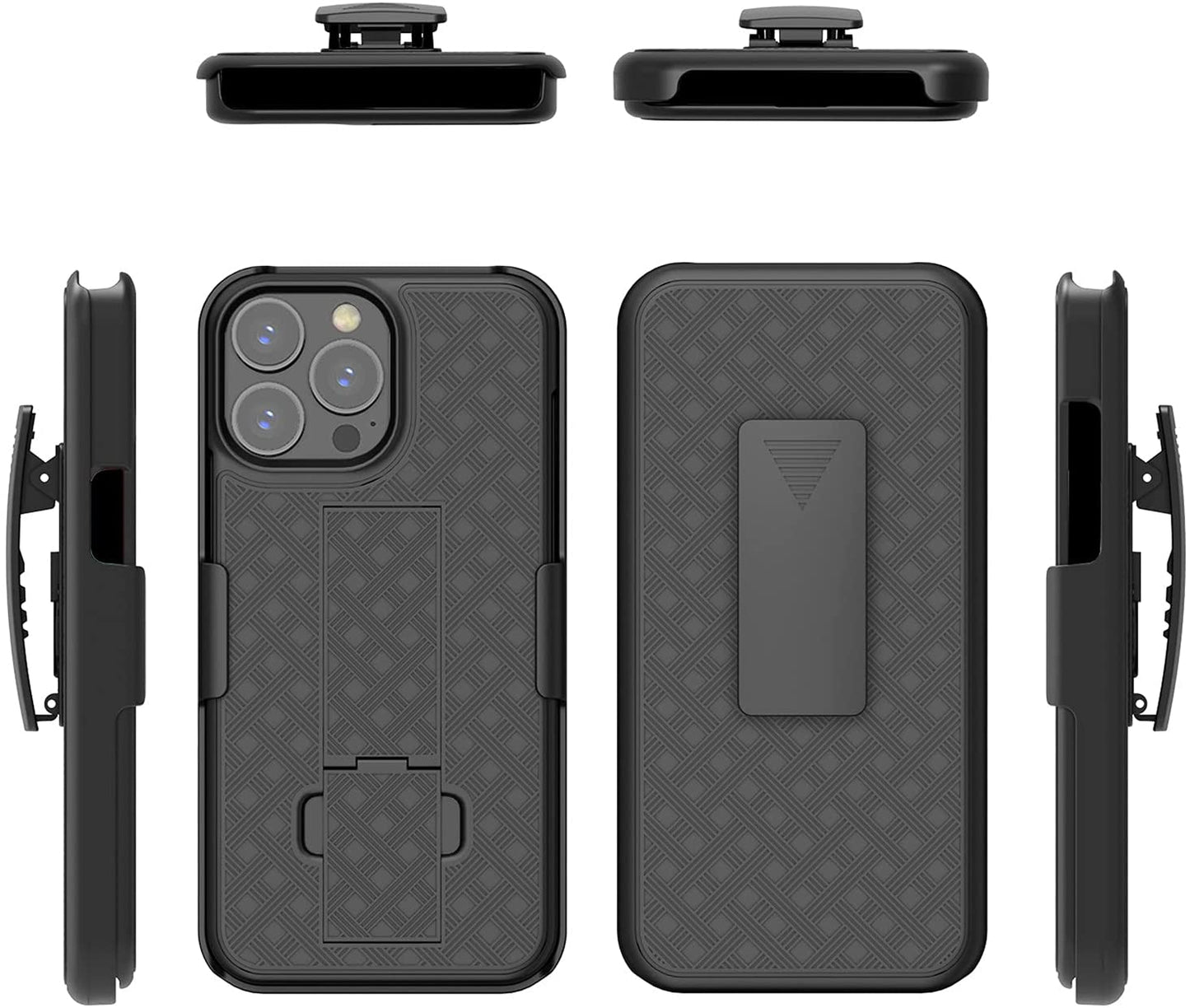 Belt Clip Case and 3 Pack Privacy Screen Protector, Anti-Spy Anti-Peep Kickstand Cover Tempered Glass Swivel Holster - NWA12+3Z27