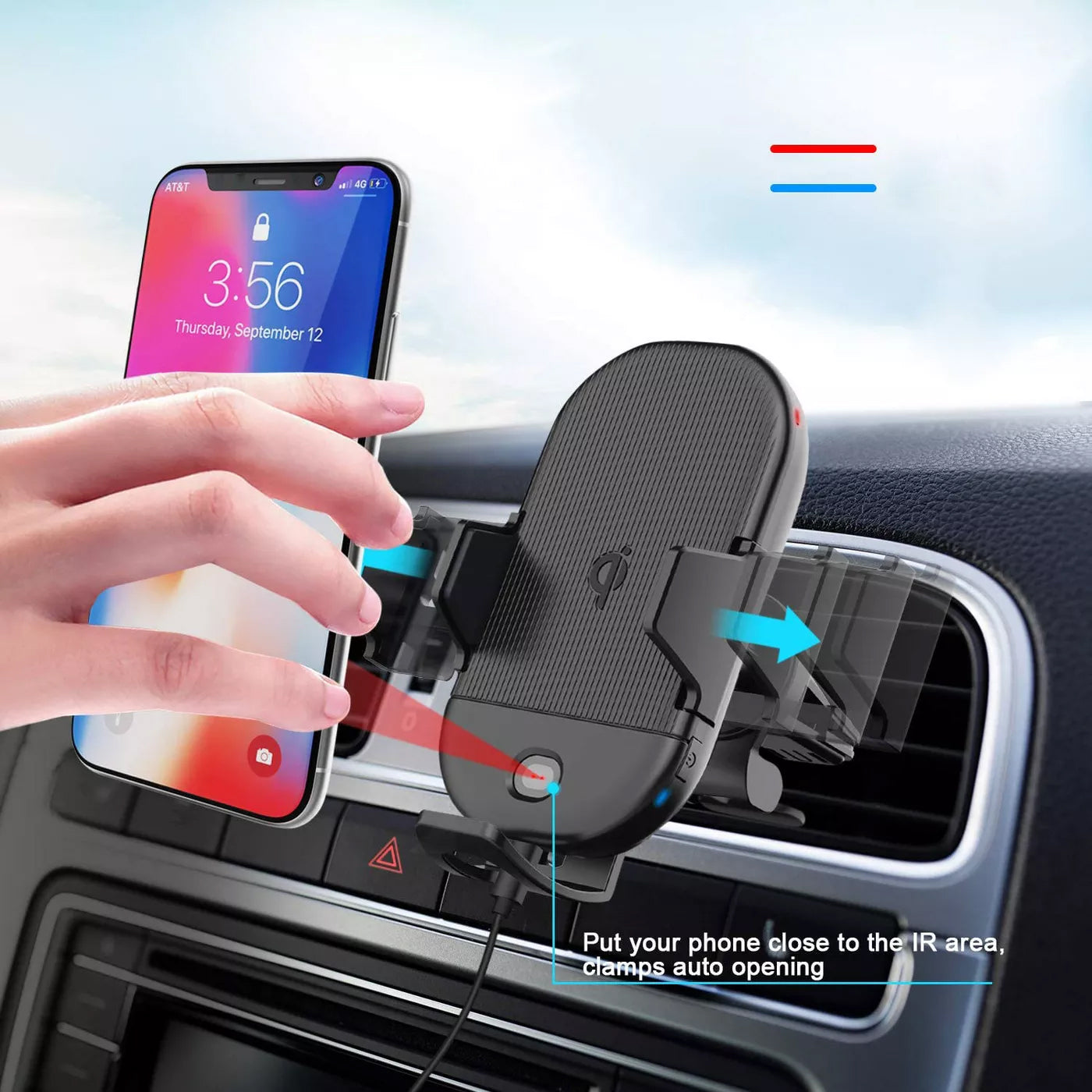 Car Wireless Charger Mount, Dock Cradle Fast Charge Holder Air Vent - NWZ08