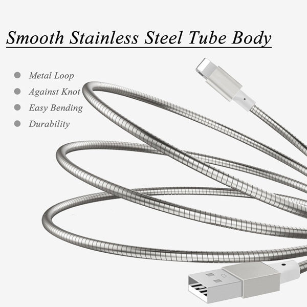 Metal USB Cable, Long Wire Power Charger Cord 6ft - NWG43