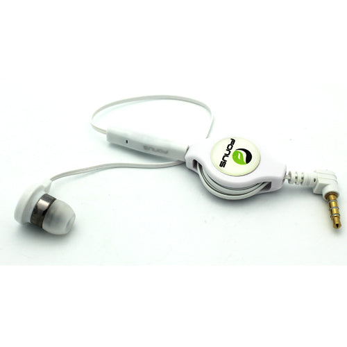 Retractable Mono Earphone, Earbud Handsfree Headset 3.5mm w Mic Headphone - NWM83