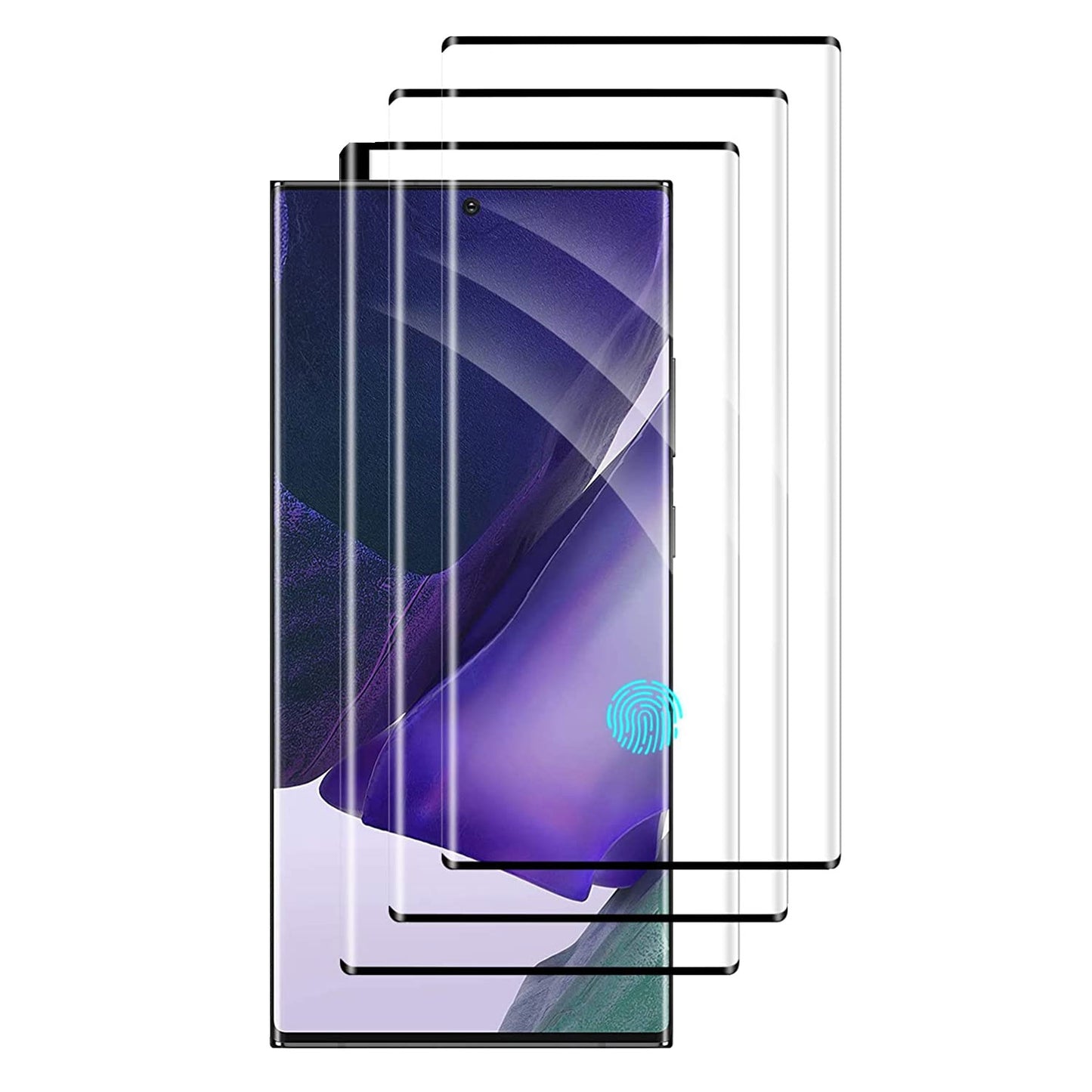 3 Pack Screen Protector , HD Clear Full Cover 3D Curved Edge (Fingerprint Unlock) Tempered Glass - NW3E92