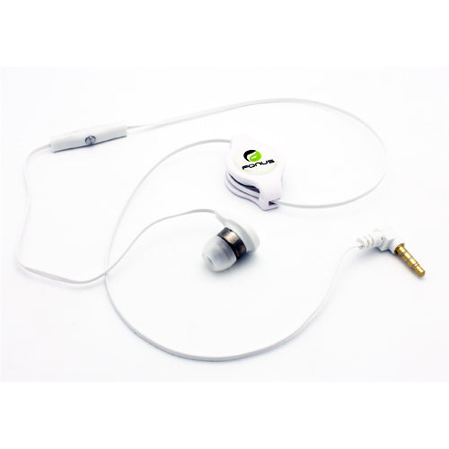 Retractable Mono Earphone, Earbud Handsfree Headset 3.5mm w Mic Headphone - NWM83