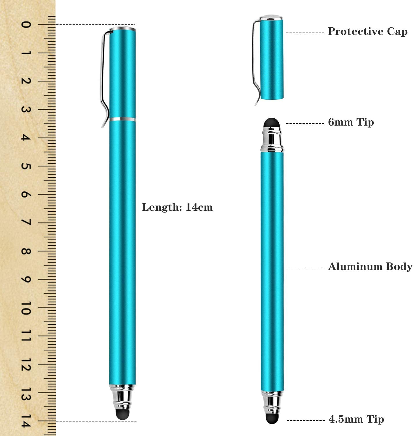Stylus, Blue Lightweight Aluminum Fiber Tip Touch Screen Pen - NWZ50