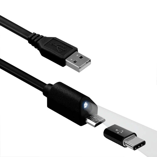 2-in-1 6ft Long USB Cable, Sync Wire Power Cord Fast Charging Type-C Adapter Micro-USB and USB-C - NWH07