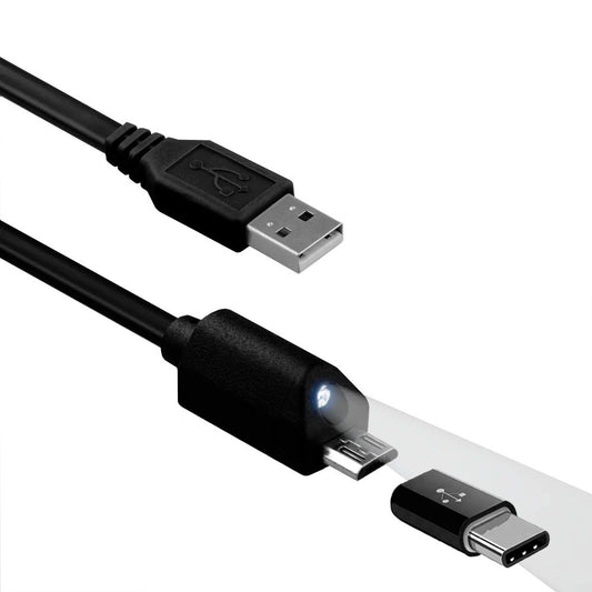 2-in-1 6ft Long USB Cable,  Sync Wire Power Cord Fast Charging Type-C Adapter Micro-USB and USB-C  - NWH07 1873-1