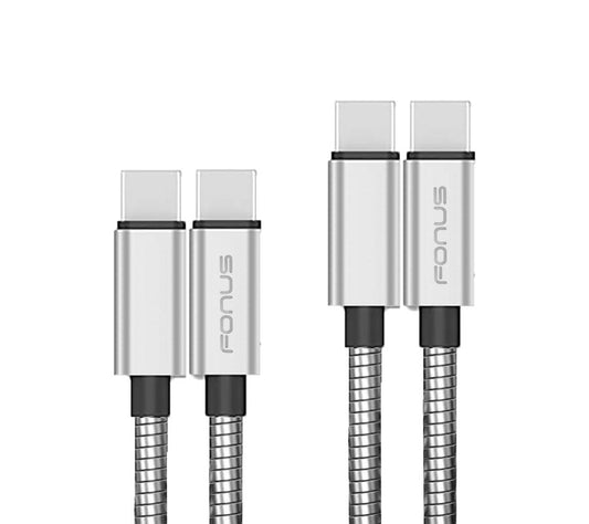 3ft and 6ft Long Metal PD USB-C Cables, Data Sync USB-C to USB-C Power Wire TYPE-C to TYPE-C Cord Fast Charge - NWY65 1792-1
