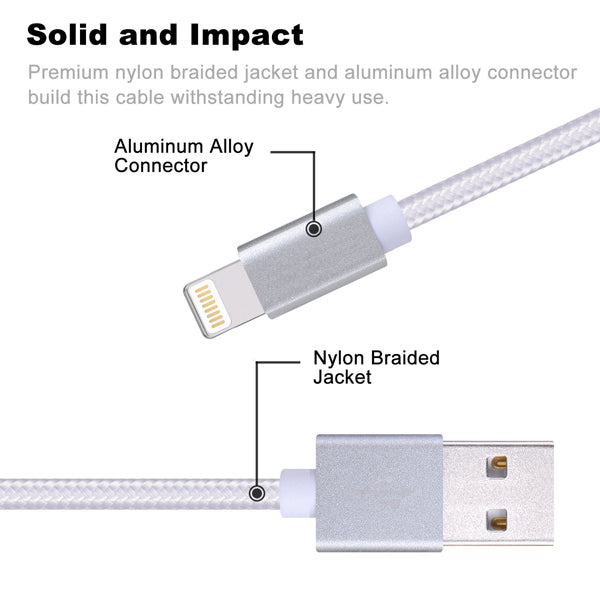 MFi USB Cable, Wire Power Charger Cord Certified 6ft - NWK72