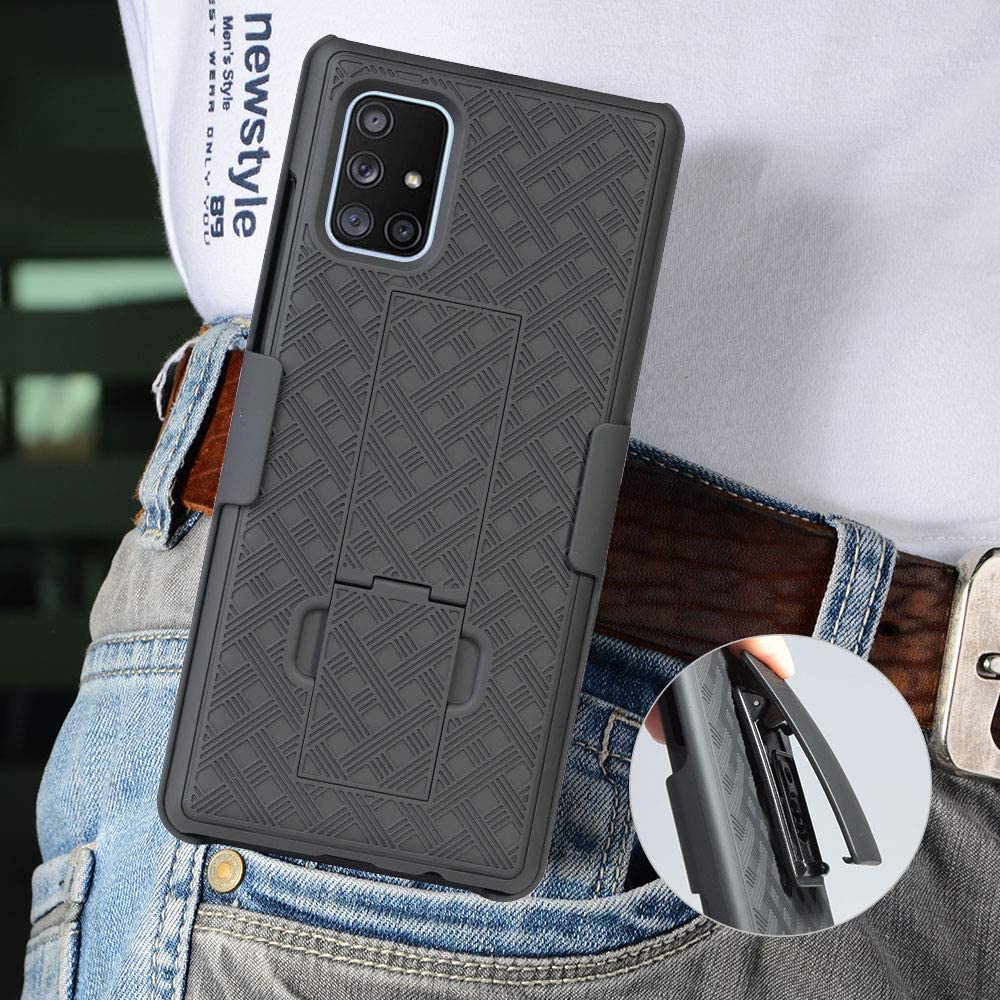 Belt Clip Case and 3 Pack Privacy Screen Protector, Kickstand Cover Anti-Spy Tempered Glass Swivel Holster - NWA83+3T50