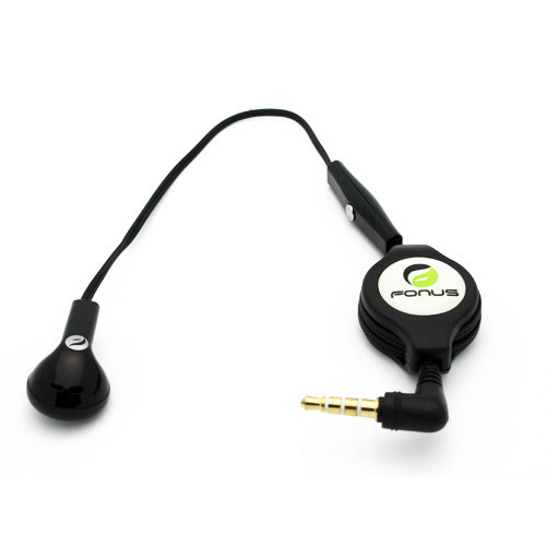 Retractable Mono Earphone, Earbud Handsfree Headset 3.5mm w Mic Headphone - NWJ80