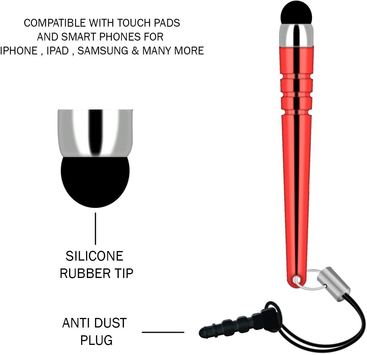 Red Stylus, Compact Aluminum Touch Pen - NWY03