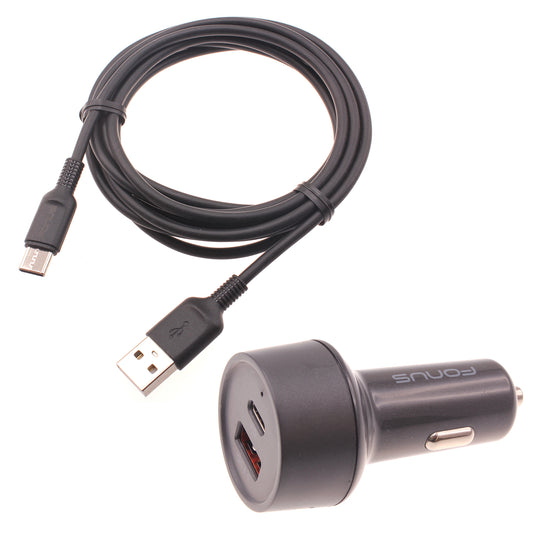 Quick Car Charger, Adapter Power Type-C PD 2-Port USB Cable 36W - NWE16