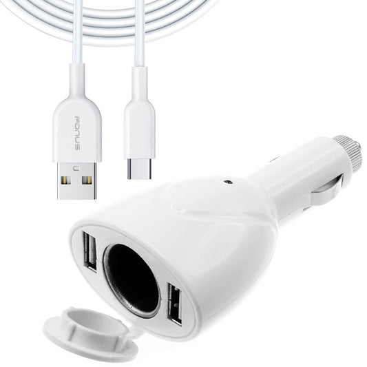 2-Port USB Charger,  USB-C Wire Splitter DC Socket Power Cord 6ft Type-C Cable  - NWA88 1554-1