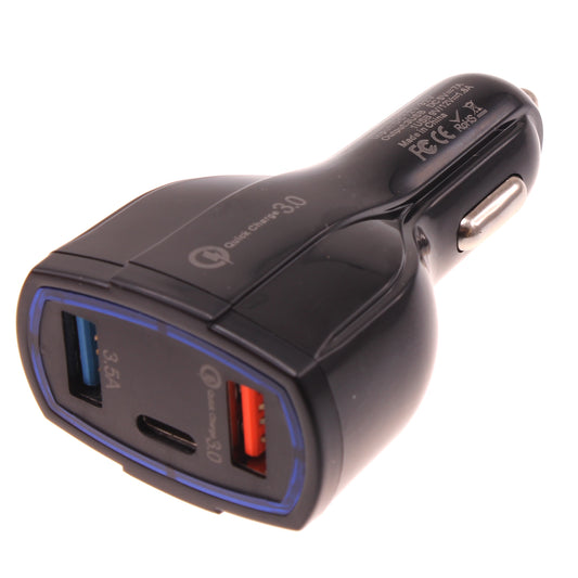 Quick Car Charger, Adapter Power Type-C Port 3-Port USB 48W - NWF56