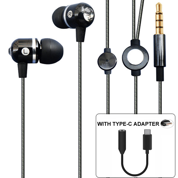 Headset, Earbuds Metal Hands-free Microphone Earphones Type-C Adapter - NWP10