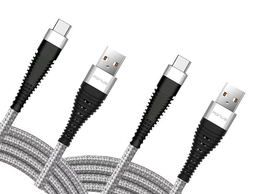 6ft and 10ft Long USB-C Cables, Braided Data Sync Power Wire TYPE-C Cord Fast Charge - NWY70 1797-1