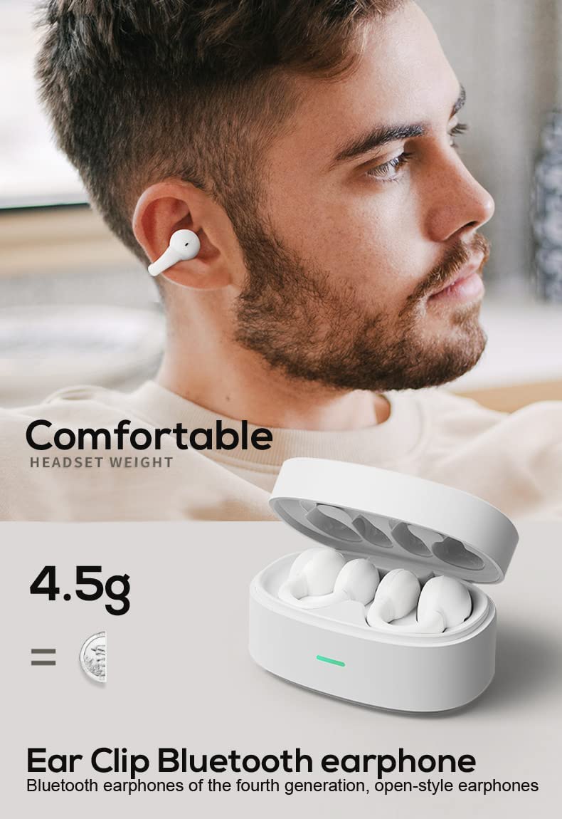 Wireless Ear-Clip TWS Earphones , Headset Hands-free Mic Charging Case True Stereo Bluetooth Earbuds - NWZ33