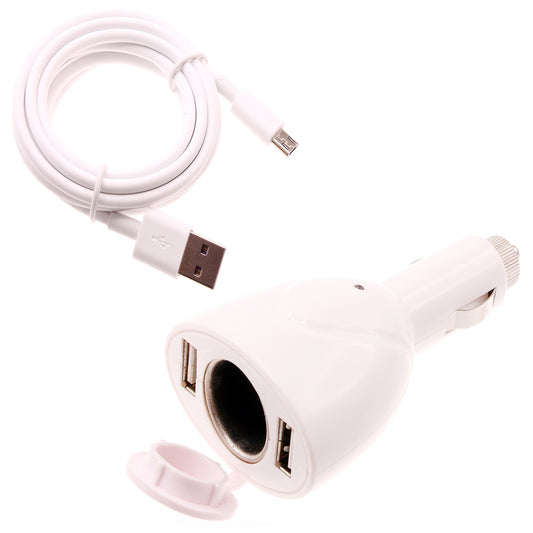 2-Port USB Charger,  Micro-USB Wire Adapter DC Socket Power Cord 6ft Long Cable  - NWA90 1556-1