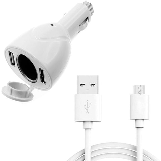 2-Port USB Charger,  Micro-USB Wire Adapter DC Socket Power Cord 6ft Long Cable  - NWA90 1556-1