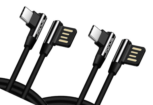 6ft and 10ft Long USB-C Cable, 90 Degree Power Wire Type-C Fast Charge Angle Cord for Gaming - NWY77