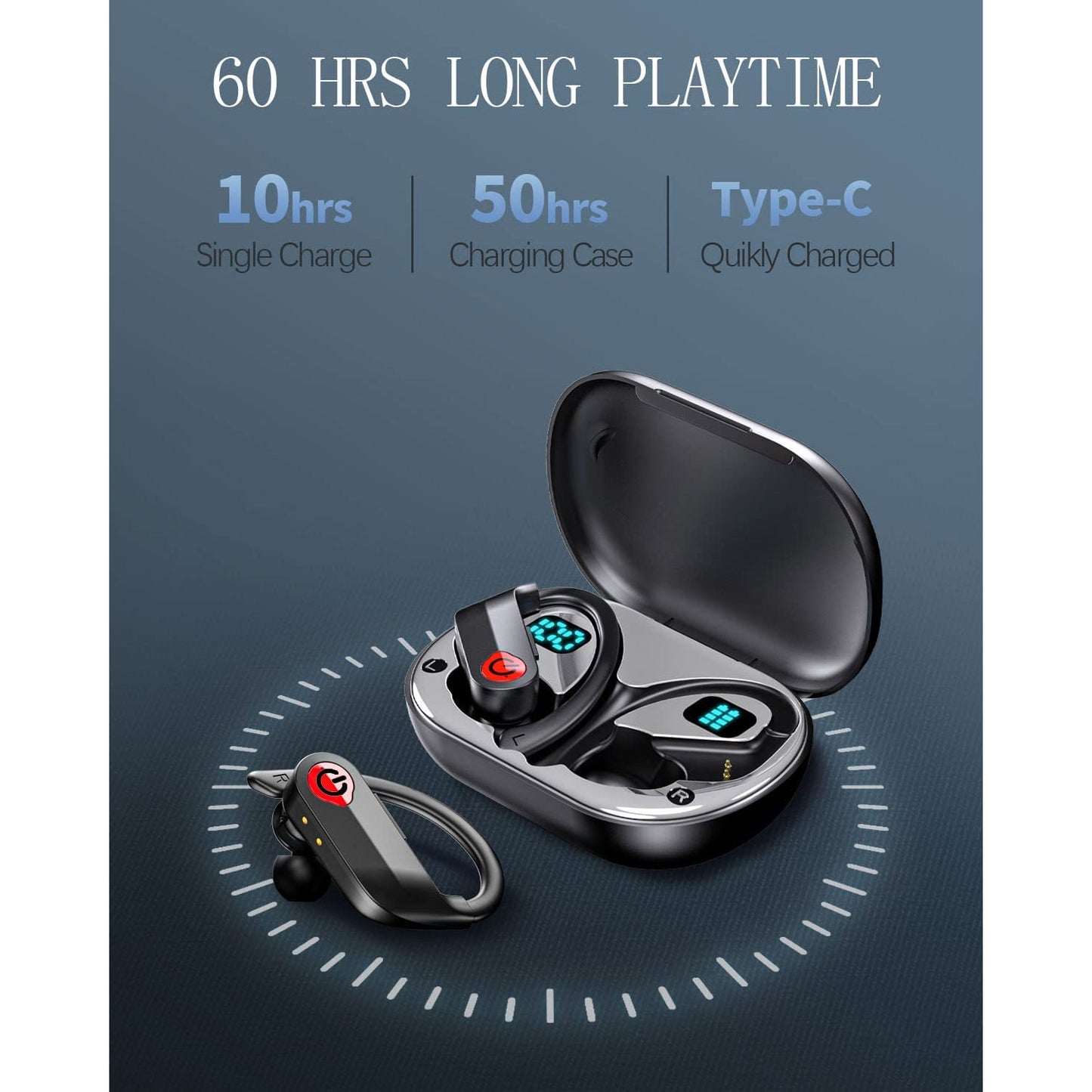 TWS Earphones , Headset True Stereo Earbuds Headphones Wireless Earhook - NWY46