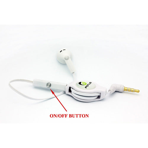 Retractable Mono Earphone, Earbud Handsfree Headset 3.5mm w Mic Headphone - NWJ79