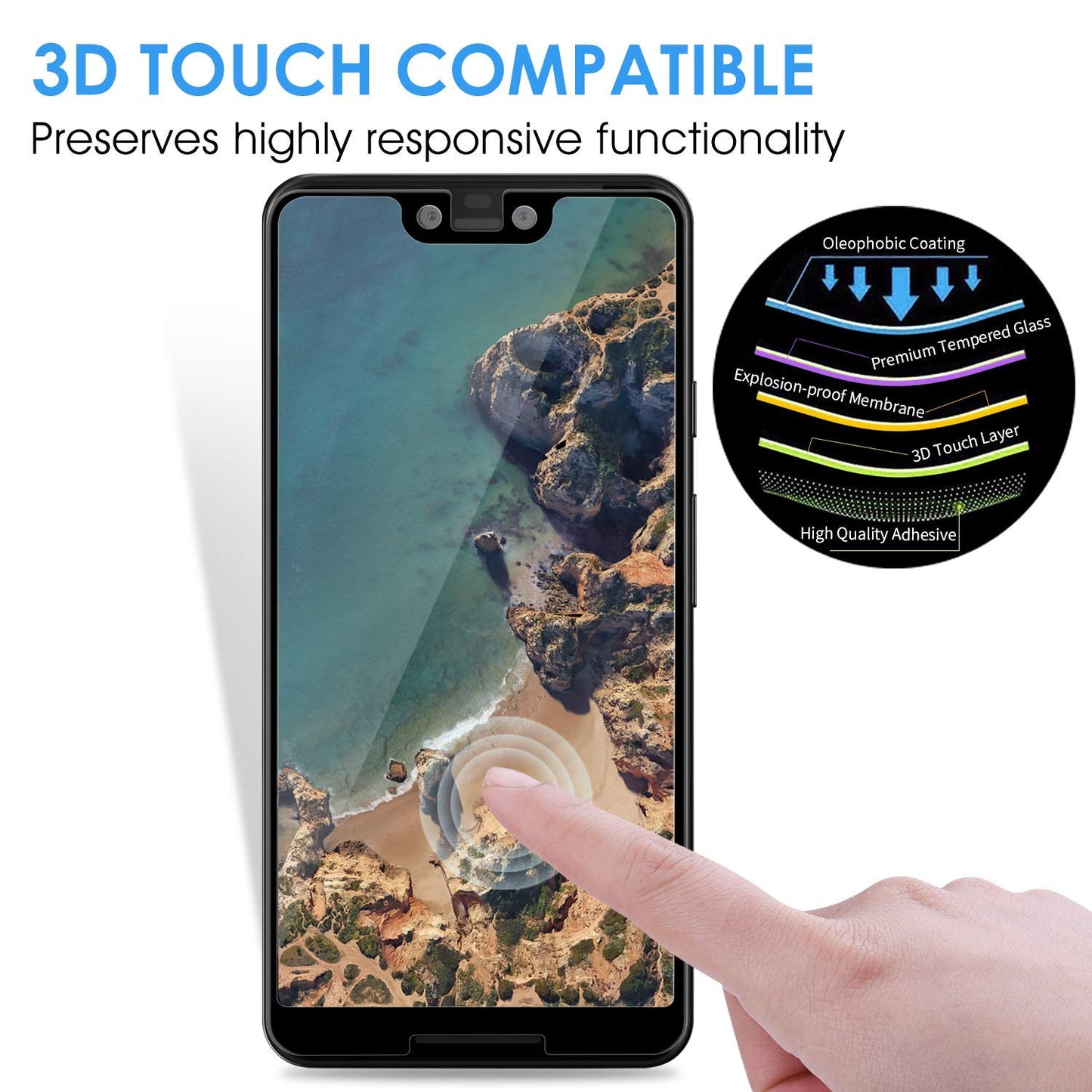 Screen Protector, Bubble Free Full Cover Curved Edge 5D Touch Tempered Glass - NWR56