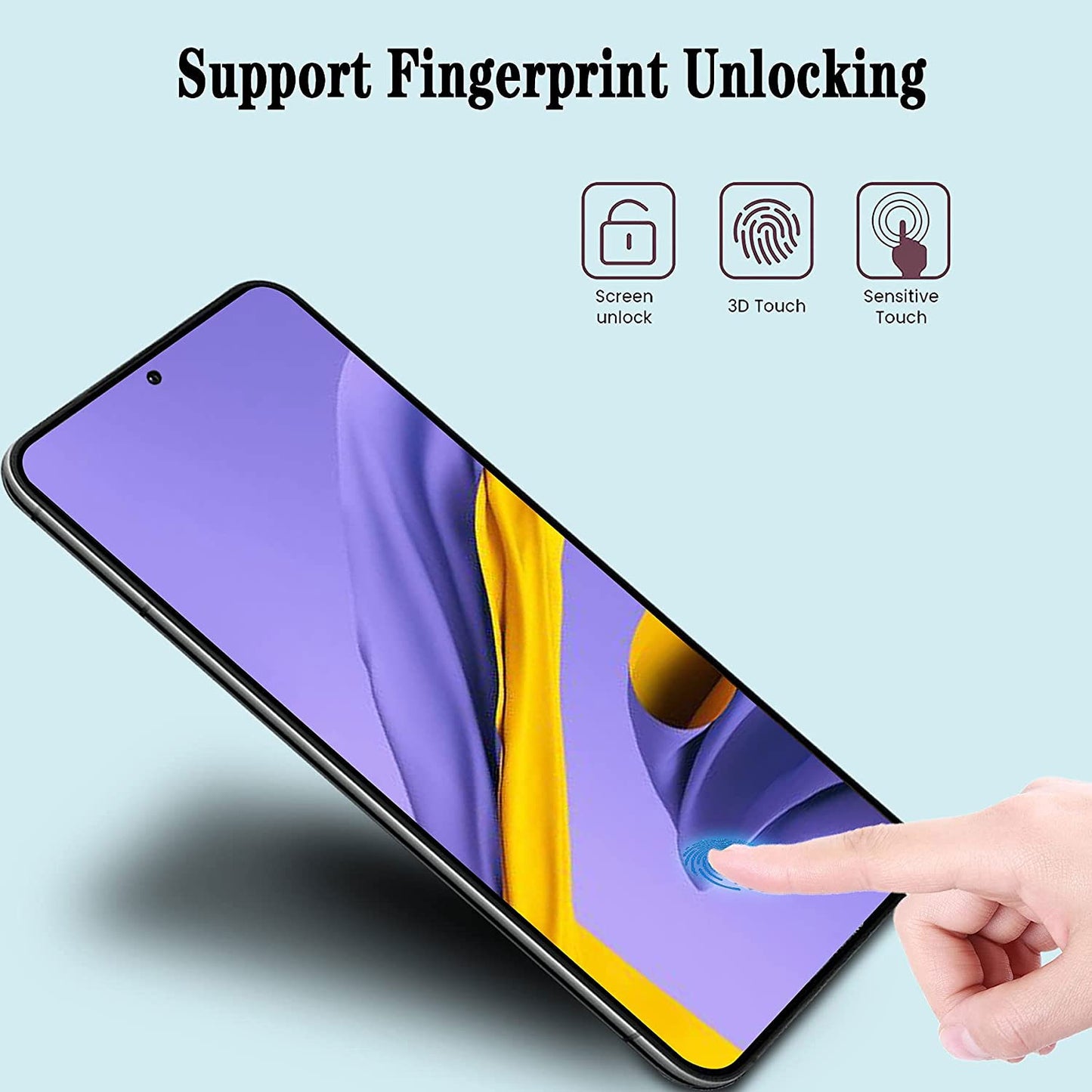 Screen Protector, Case Friendly 9H Hardness (Fingerprint Unlock) Full Cover Tempered Glass - NWY96