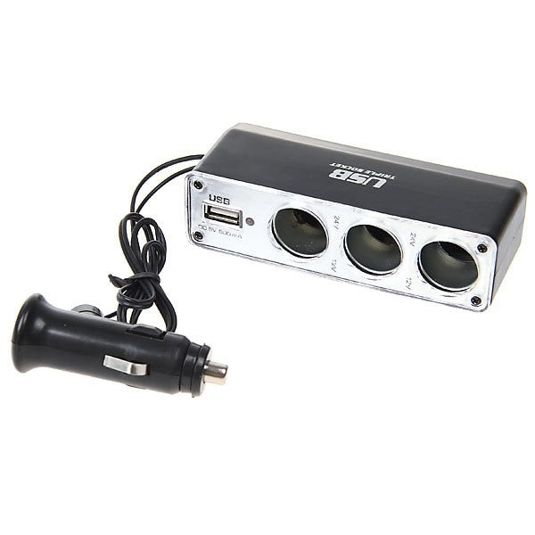 Car Charger Splitter, Vehicle Adapter Power USB Port DC Socket - NWD83