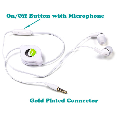 Retractable Earphones, Earbuds 3.5mm w Mic Headset Hands-free Headphones - NWS38