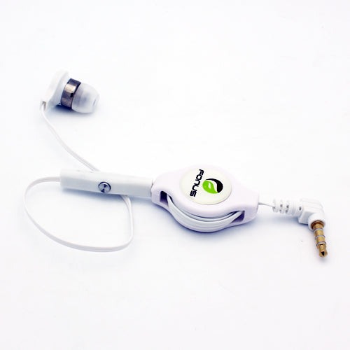 Retractable Mono Earphone, Earbud Handsfree Headset 3.5mm w Mic Headphone - NWM83