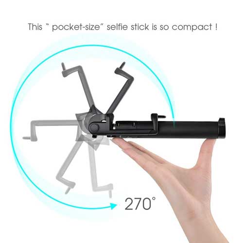 Wired Selfie Stick, Extendable Self-Portrait Built-in Remote Shutter Monopod - NWB41