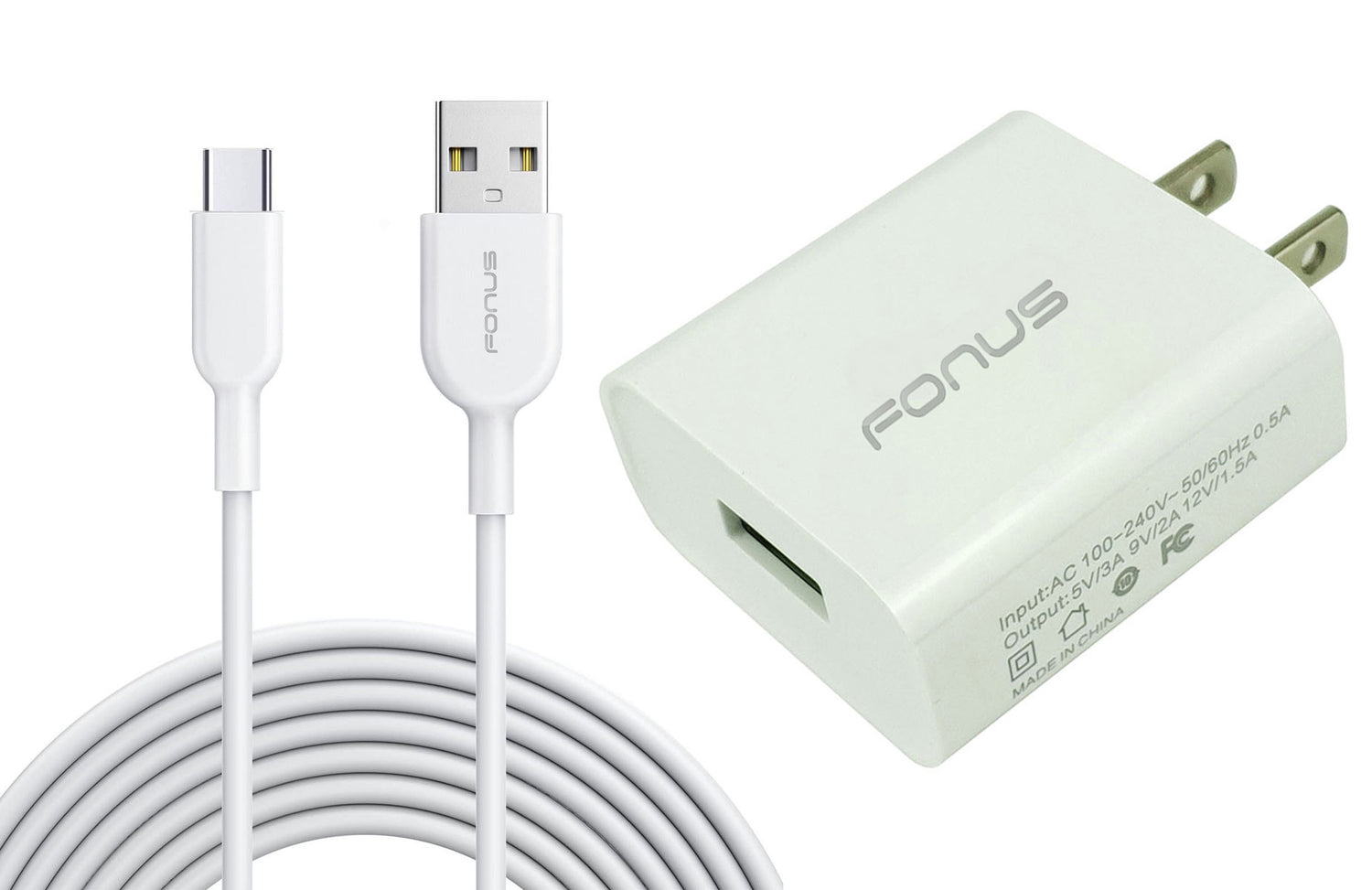18W Fast Home Charger,   Quick Charge QC3.0  Power Wire  	USB Wall Adapter Type-C Cord 6ft Long USB-C Cable  - NWY22 1746-1