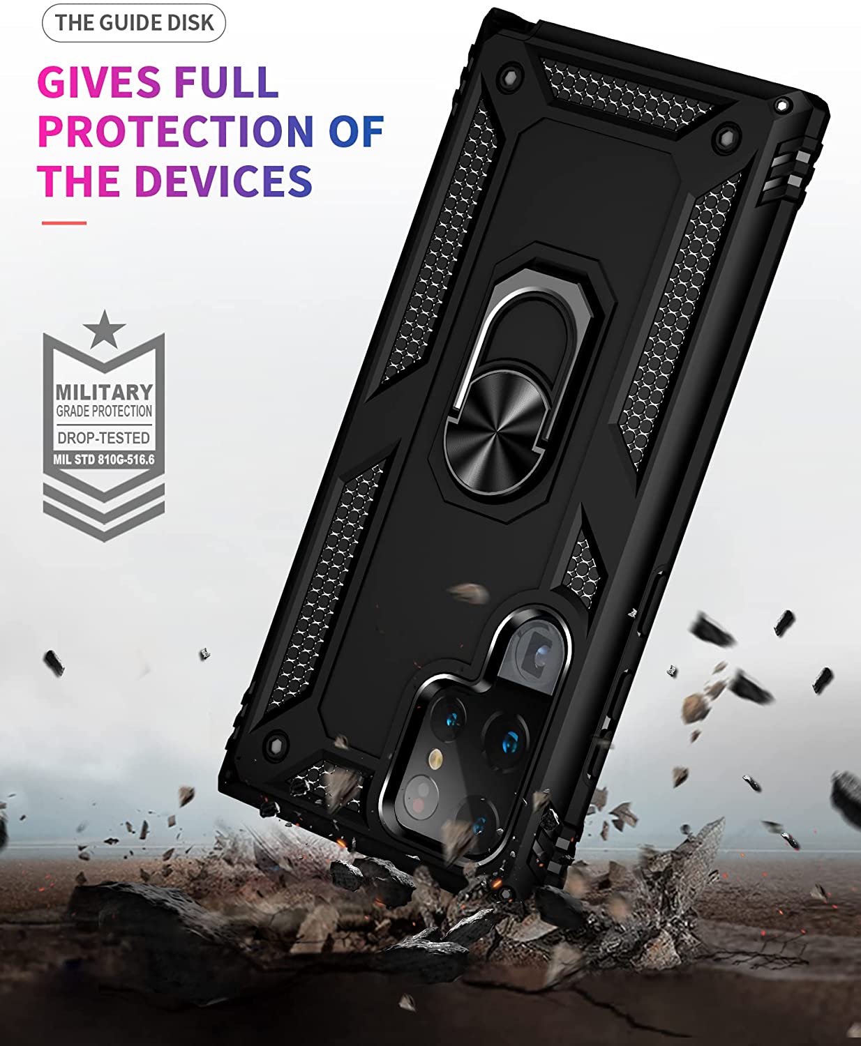 Hybrid Case Cover, Armor Shockproof Kickstand Metal Ring - NWZ02