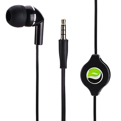 Retractable Mono Earphone, Earbud Handsfree Headset 3.5mm w Mic Headphone - NWF75