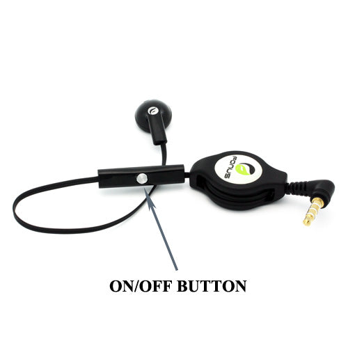 Retractable Mono Earphone, Earbud Handsfree Headset 3.5mm w Mic Headphone - NWJ80