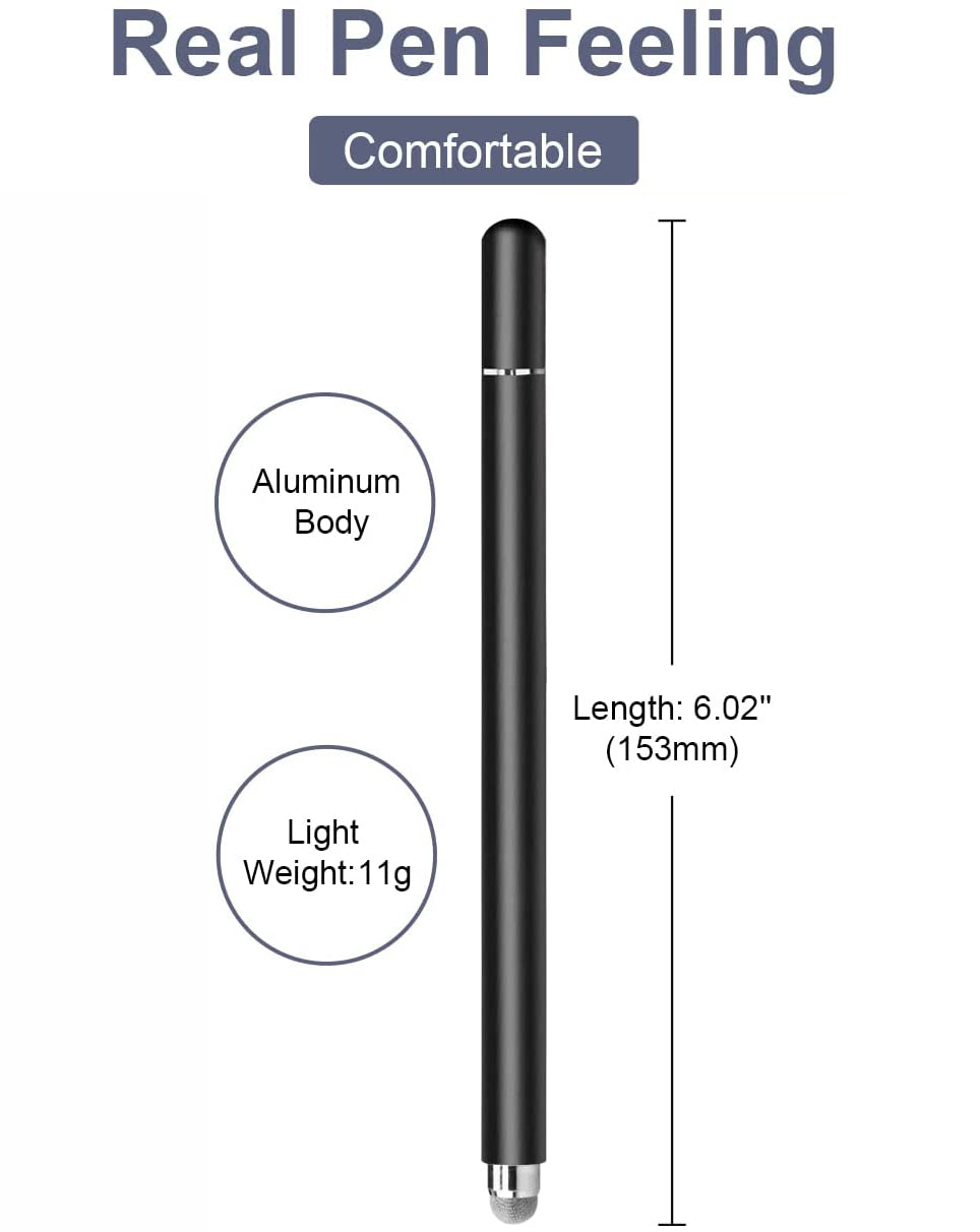 Stylus, Black Lightweight Aluminum Fiber Tip Touch Screen Pen - NWZ79