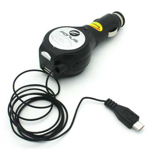 Car Charger, Power DC Socket Micro-USB USB Port Retractable - NWM76