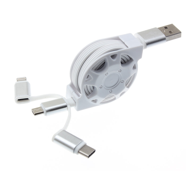 USB Cable, 3-in-1 Cord Power Charger Retractable - NWR29