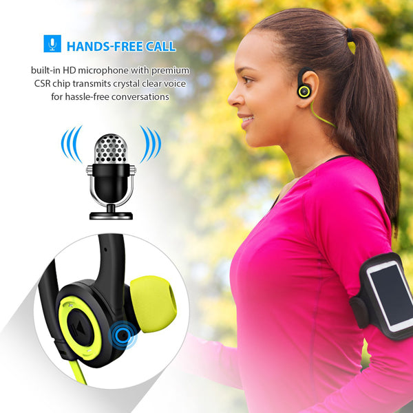 Wireless Headset, Headphones Neckband Hands-free Mic Earphones Sports - NWM19